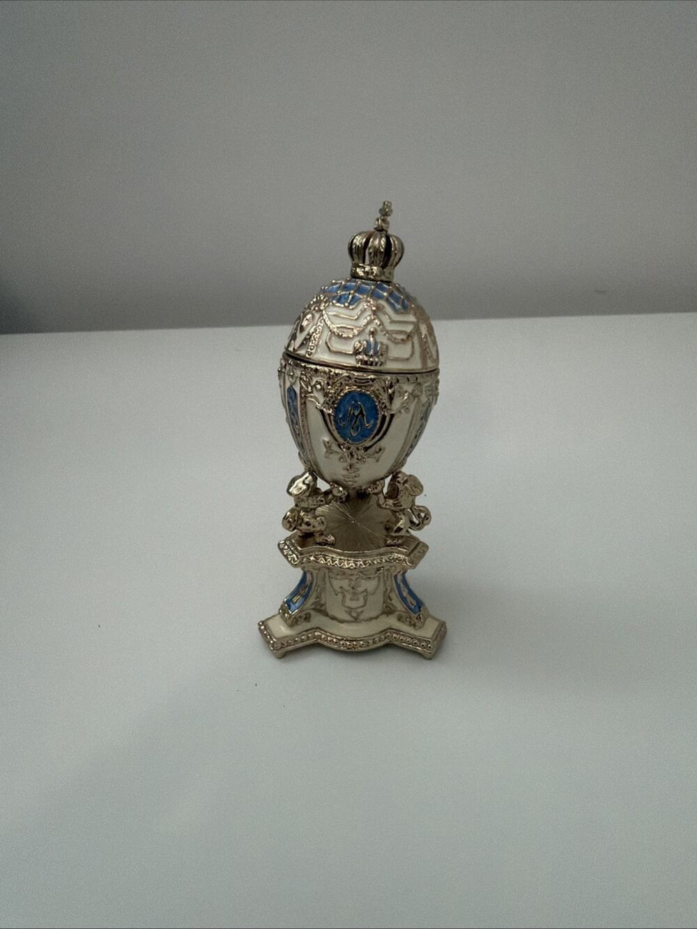 Egg Design Toscano Empress Galina Collectible Enameled Trinket Box Jeweled Blue